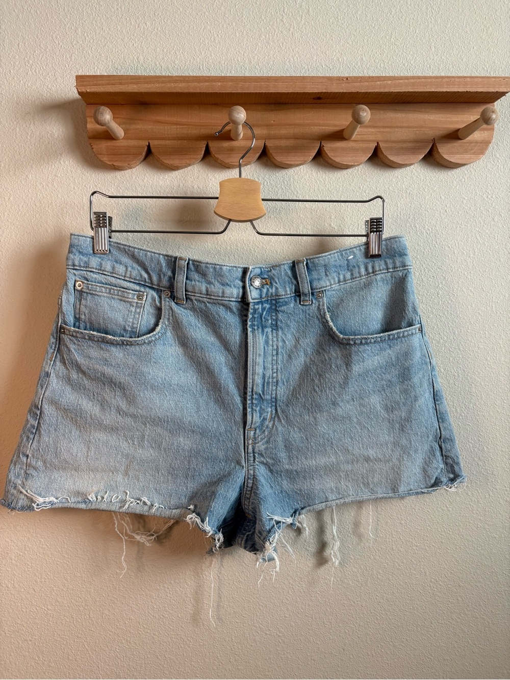 Madewell Light Wash Distressed Denim Shorts